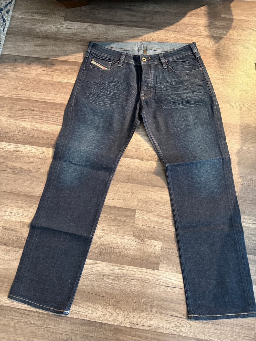 Diesel Industry Men's Dark Blue Straight Fit Jeans